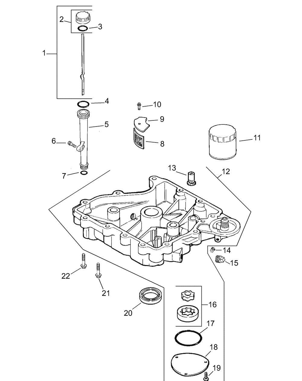 Command Engine - Oil Pan And Lubrication Diagram and Parts List for LT1040 13AX10CG709-13AX10CG710-13BX10CG710 Cub Cadet Lawn Tractor